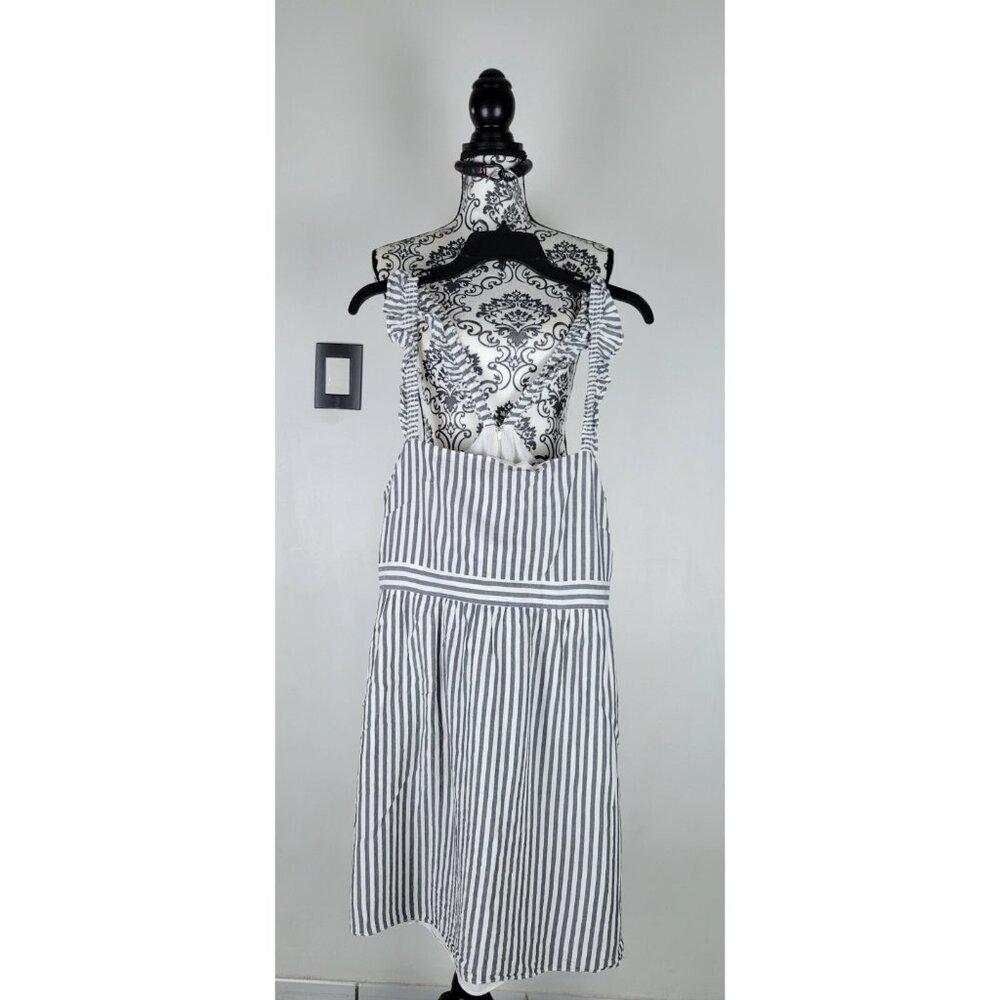 Madewell Midi Dress Size 14 Striped Sleeveless Ruffle Straps Cotton Women’s